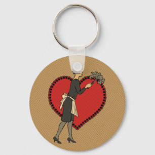 Retro Maid Key Ring