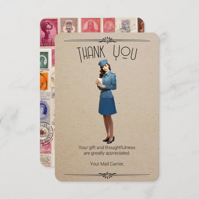 Retro Mail Carrier Personalised Thank You Card (Front/Back)