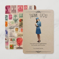 Retro Mail Carrier Personalised Thank You Card