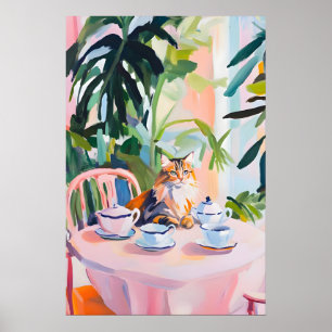 Retro Maine Coon Poster, Maine Coon Oil Painting Poster