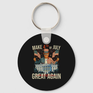 Retro Make 4th Of Jully Great Again President Trum Key Ring