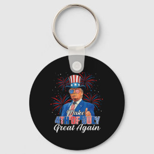 Retro Make 4th Of July Great Again Patriotic Donal Key Ring