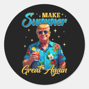 Retro Make Summer Great Again Donald Trump Summer Classic Round Sticker
