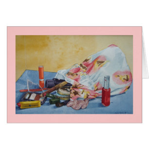 retro make up bag still life realist painting