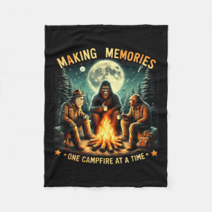 Retro Making Memories One Campfire At A Time Bigfo Fleece Blanket