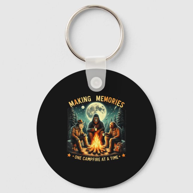Retro Making Memories One Campfire At A Time Bigfo Key Ring (Front)