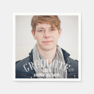Retro Male Photo 2015 Graduation Paper Napkins