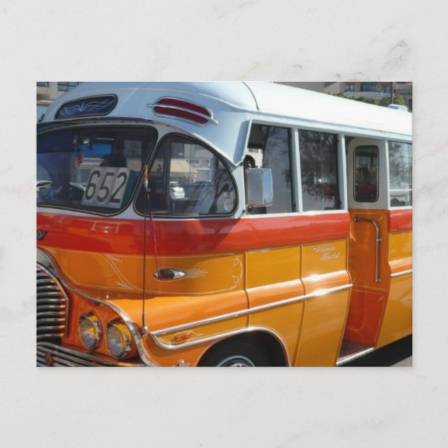 Retro Malta bus Postcard (Front)