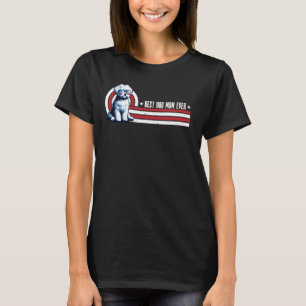 Retro Maltese Dogs Moms Best Dog Mum Ever USA Flag T-Shirt