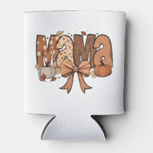 Retro Mama Coquette Bow Fall Autumn Thanksgiving Can Cooler