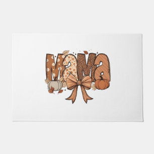 Retro Mama Coquette Bow Fall Autumn Thanksgiving Doormat