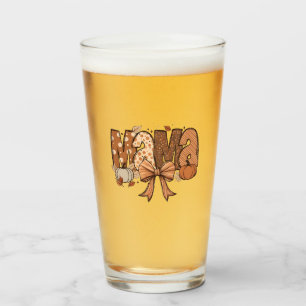 Retro Mama Coquette Bow Fall Autumn Thanksgiving Glass