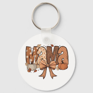 Retro Mama Coquette Bow Fall Autumn Thanksgiving Key Ring