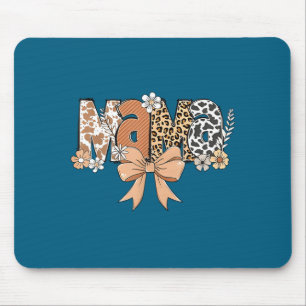 Retro Mama Coquette Bows Leopard Mom Mother's Day Mouse Pad