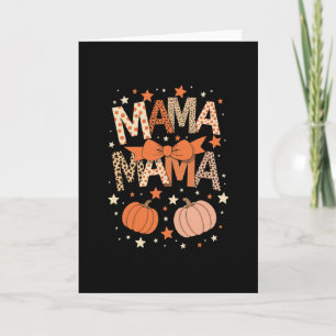 Retro Mama Coquette Bows Leopard Mum Fall Thanksgi Card