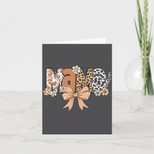 Retro Mama Coquette Bows Leopard Mum Mother's Day Card