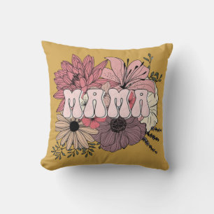 Retro Mama Floral Shirt - Groovy 70s Mother's Day Cushion