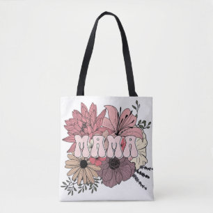 Retro Mama Floral Shirt - Groovy 70s Mother's Day  Tote Bag