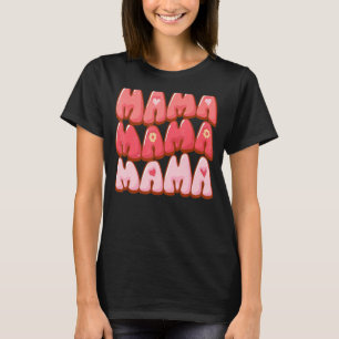 Retro Mama Groovy Valentine's Day Love Mum Heart T-Shirt