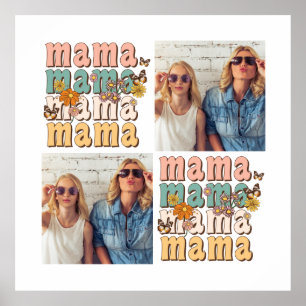 Retro Mama Photo Collage Custom Mother’s Day Gift Poster