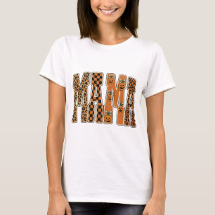 Retro mama pumpkin leopard png｜halloween mom png｜t T-Shirt