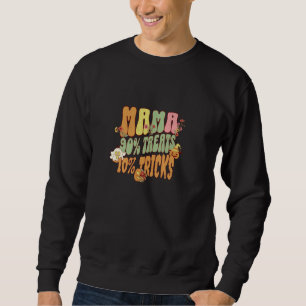 Retro Mama Trick or Treat, Halloween Floral Wavy F Sweatshirt