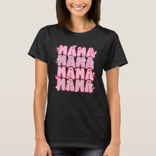 Retro Mama Valentine's Day Pink Leopard Heart Love T-Shirt