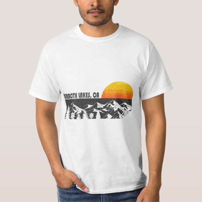 Retro Mammoth Lakes California Mountain Sunset  T-Shirt (Front)