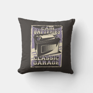 Retro Man Cave Classic Automotive-Battery Throw Pi Cushion