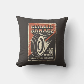 Retro Man Cave Classic Automotive- Tyre Throw Pill Cushion