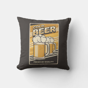 Retro Man Cave Classic -Cold Beer  Throw Pillow