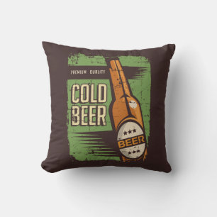 Retro Man Cave Classic -Green Cold Bottle Beer Th Cushion