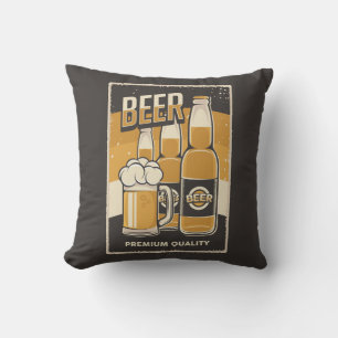 Retro Man Cave Classic -Three Cold Bottle Beer  Cushion