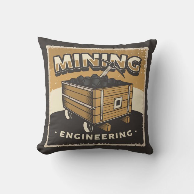 Retro Man Cave mining - coal digger Throw Pillow (Front)