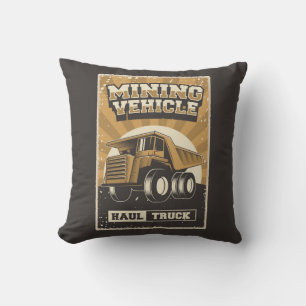 Retro Man Cave mining - coal truck Throw Pillow
