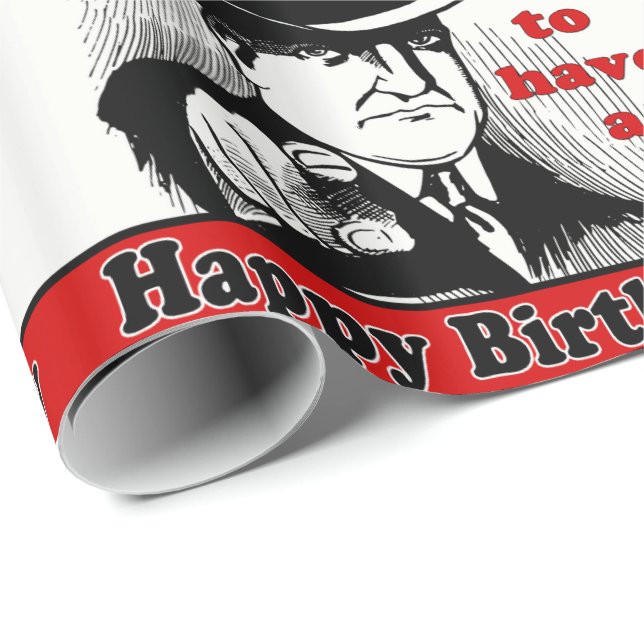 Retro Man Pointing I Want You Happy Birthday Wrapping Paper (Roll Corner)