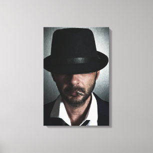 Retro man smoking canvas print