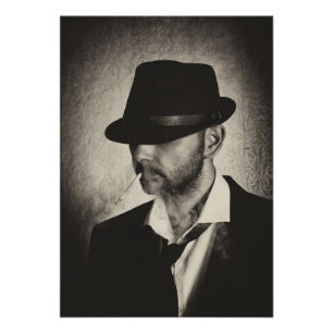 Retro man smoking photo print