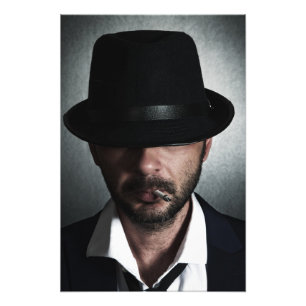 Retro man smoking photo print