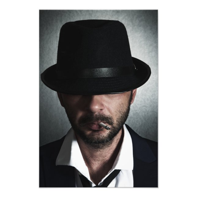 Retro man smoking photo print (Front)