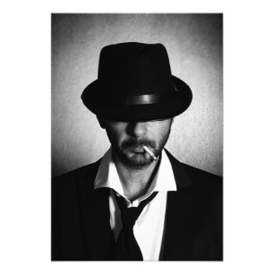 Retro man smoking photo print