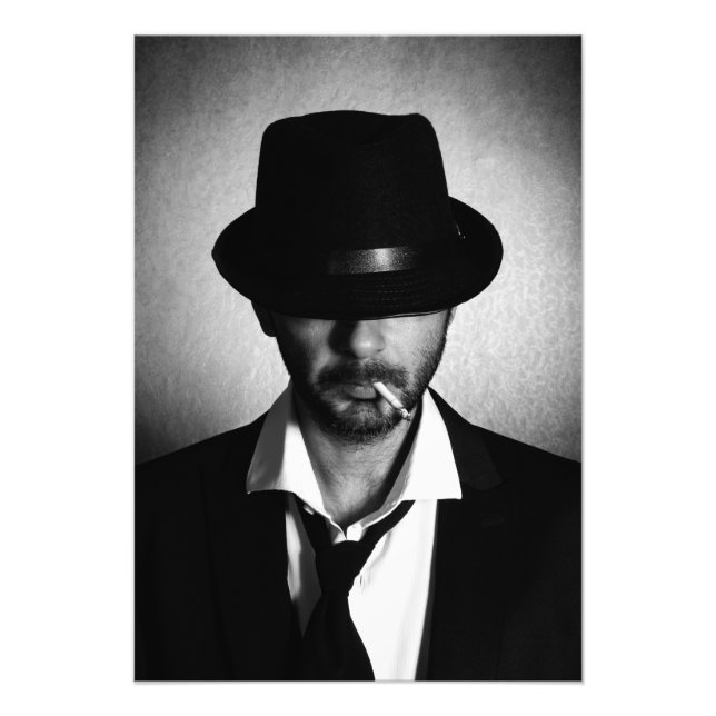 Retro man smoking photo print (Front)