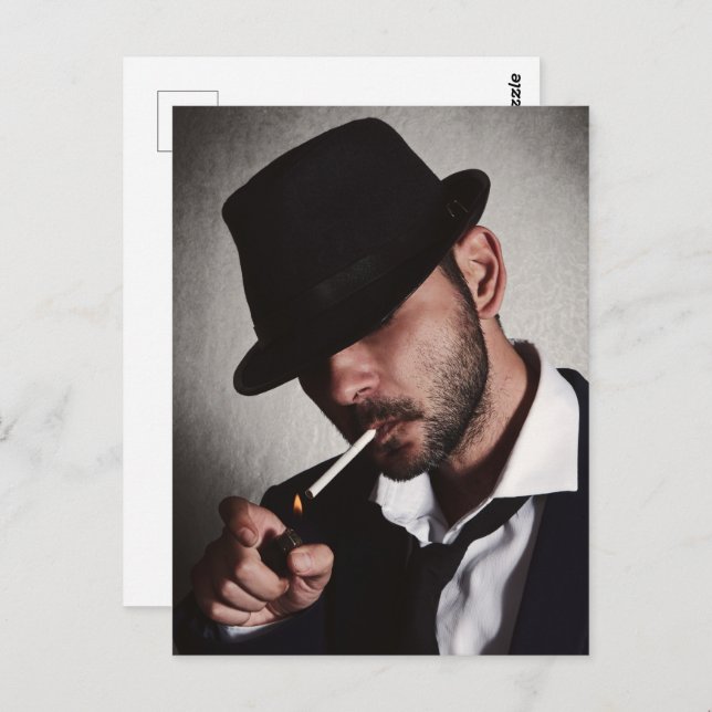 Retro man smoking postcard (Front/Back)