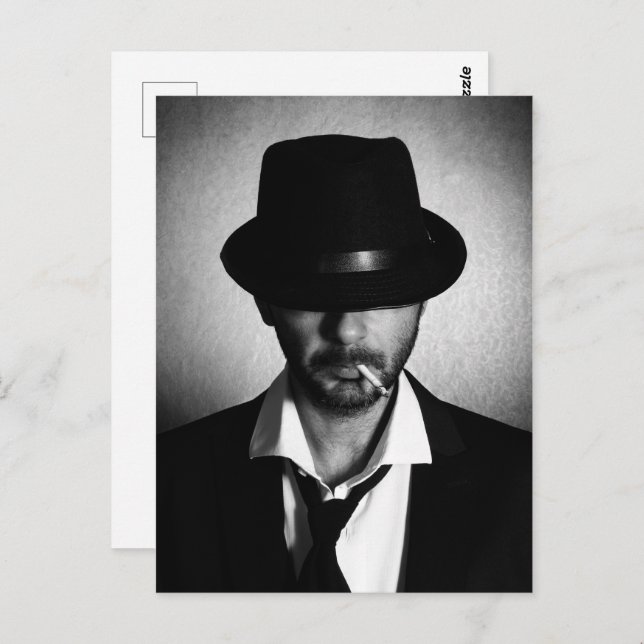 Retro man smoking postcard (Front/Back)