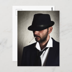 Retro man smoking postcard