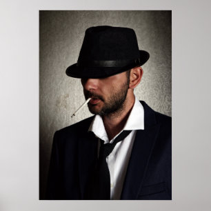 Retro man smoking poster