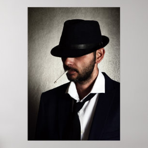 Retro man smoking poster