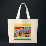Retro Manasquan NJ Large Tote Bag<br><div class="desc">Wonderful vintage,  retro postcard greeting from Manasquan,  New Jersey repurposed! You can remove the design on the back and add your personal message or simply purchase this large tote as is. Your choice!</div>