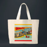 Retro Manasquan NJ Large Tote Bag<br><div class="desc">Wonderful vintage,  retro postcard greeting from Manasquan,  New Jersey repurposed! You can remove the design on the back and add your personal message or simply purchase this large tote as is. Your choice!</div>