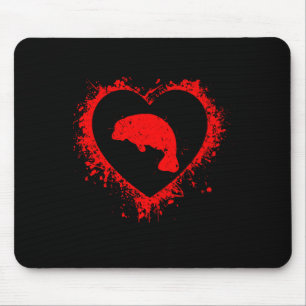 Retro Manatee Valentines Day Heart Shape My Valent Mouse Pad